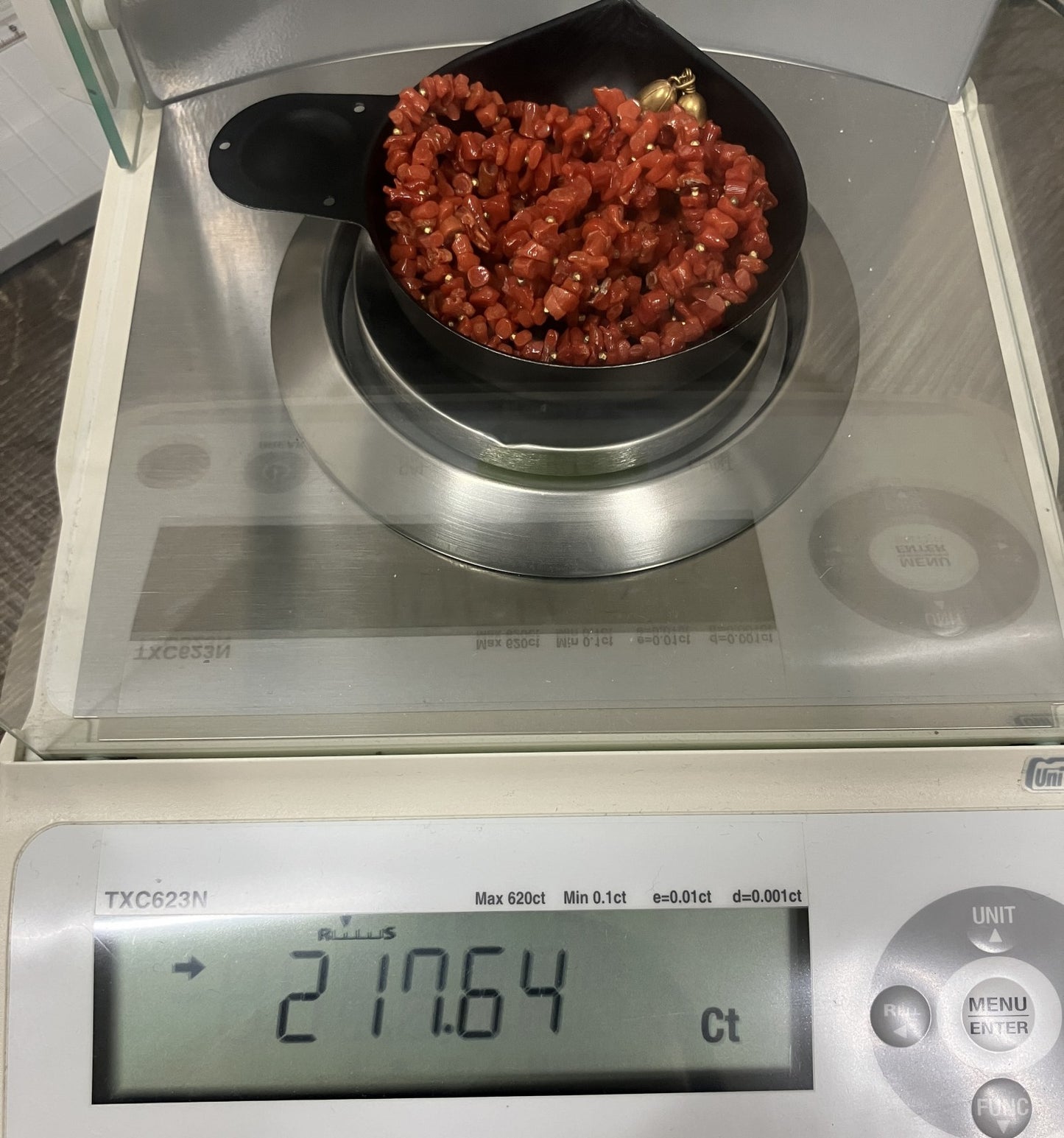 宝石鑑別書付き 天然珊瑚 ネックレス 217.64ct 全長約47cm 2314YY