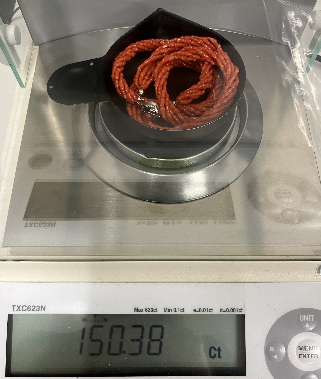 宝石鑑別書付き 天然珊瑚 ネックレス 150.38ct 全長約61.5cm 2183YY