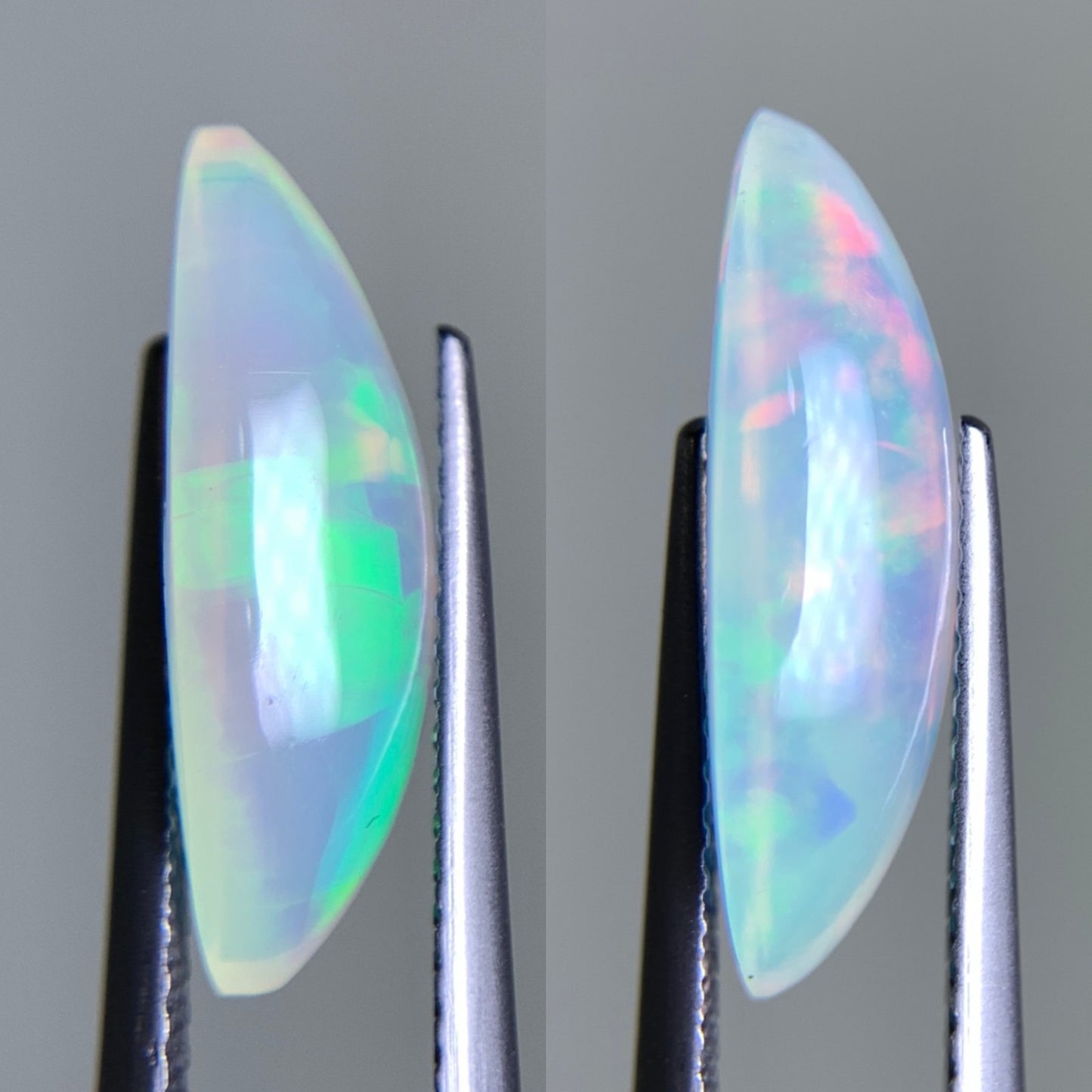 オパール(ペアセット) 2.577ct/2.930ct 宝石鑑別書付き 17.5㎜×7.3㎜×4.9㎜/17.4㎜×7.3㎜×5.2㎜ 天然 ルース( 裸石 ) 4990Y