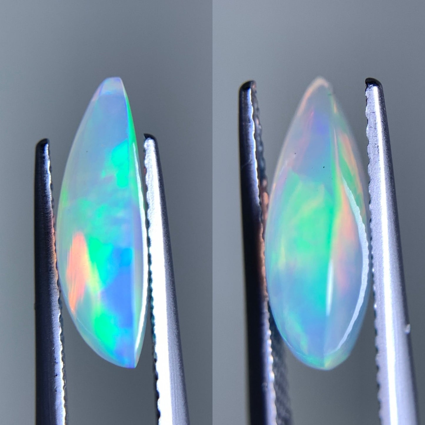 オパール(ペアセット) 2.621ct/2.661ct 宝石鑑別書付き 13.8㎜×9.7㎜×4.9㎜/14.0㎜×9.9㎜×4.4㎜ 天然 ルース( 裸石 ) 4991Y