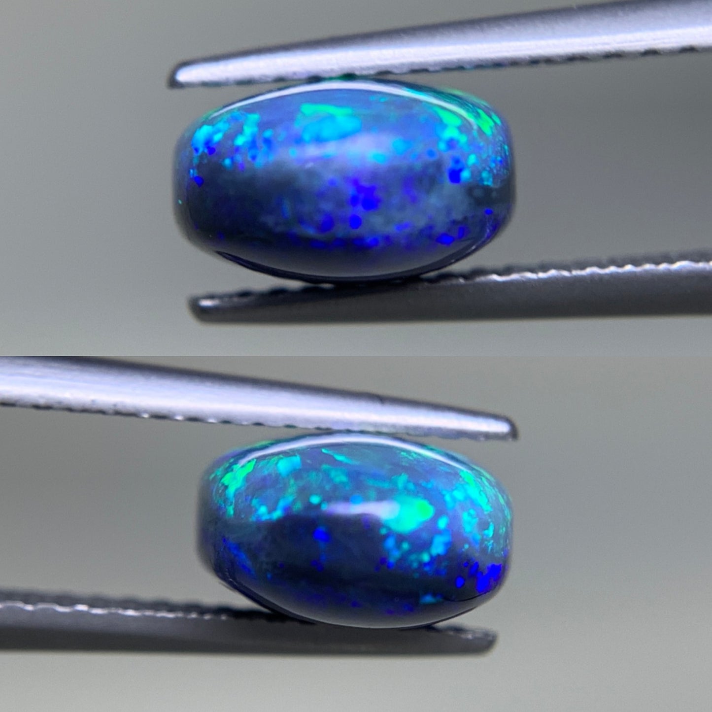 ブラックオパール(両面遊色) 天然 3.405ct カン有り 中央宝石ソーティング付き 12.4㎜×8.5㎜×5.1㎜ ルース( 裸石 ) 7547Y