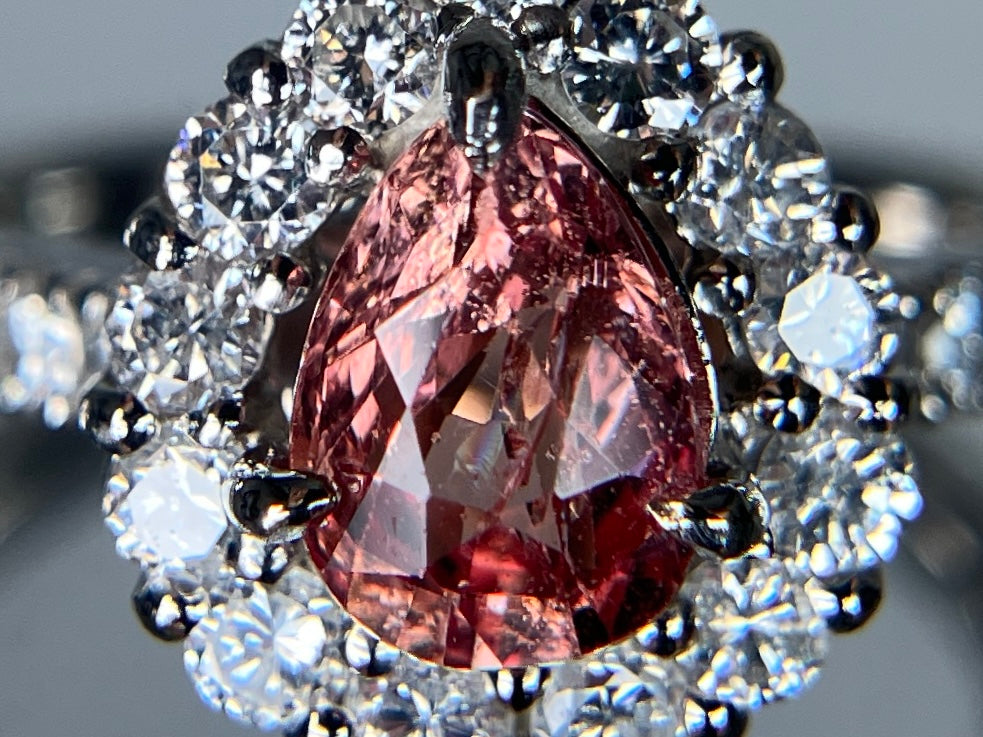 パパラチャサファイア 1.03ct パパラチャ Padparadscha 非加熱 No heat GUILD鑑別書 D0.70ct PT900 5.6g 指輪 （JP8.5号） サイズ直し無料 8569S