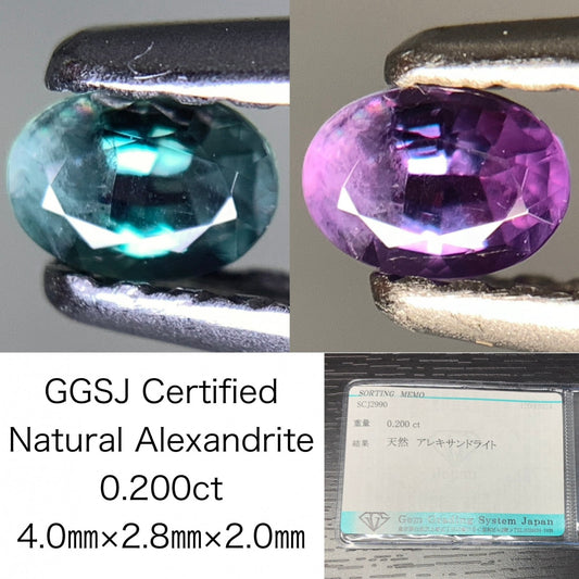 アレキサンドライト 0.200ct 宝石ソーティング付き  4.0㎜×2.8㎜×2.0㎜  ルース（ 裸石 ） 2590Y