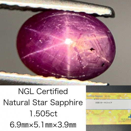 スターサファイア 1.505ct  宝石ソーティング付き  6.9㎜×5.1㎜×3.9㎜  ルース（ 裸石 ） 2717Y