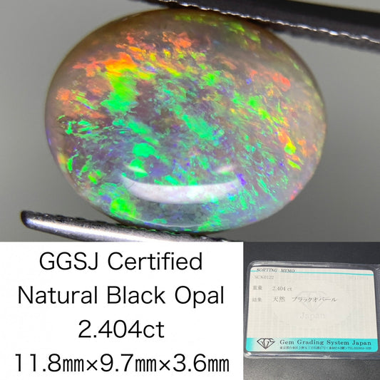 ブラックオパール 2.404ct 宝石ソーティング付き  11.8㎜×9.7㎜×3.6㎜  ルース（ 裸石 ） 3132Y