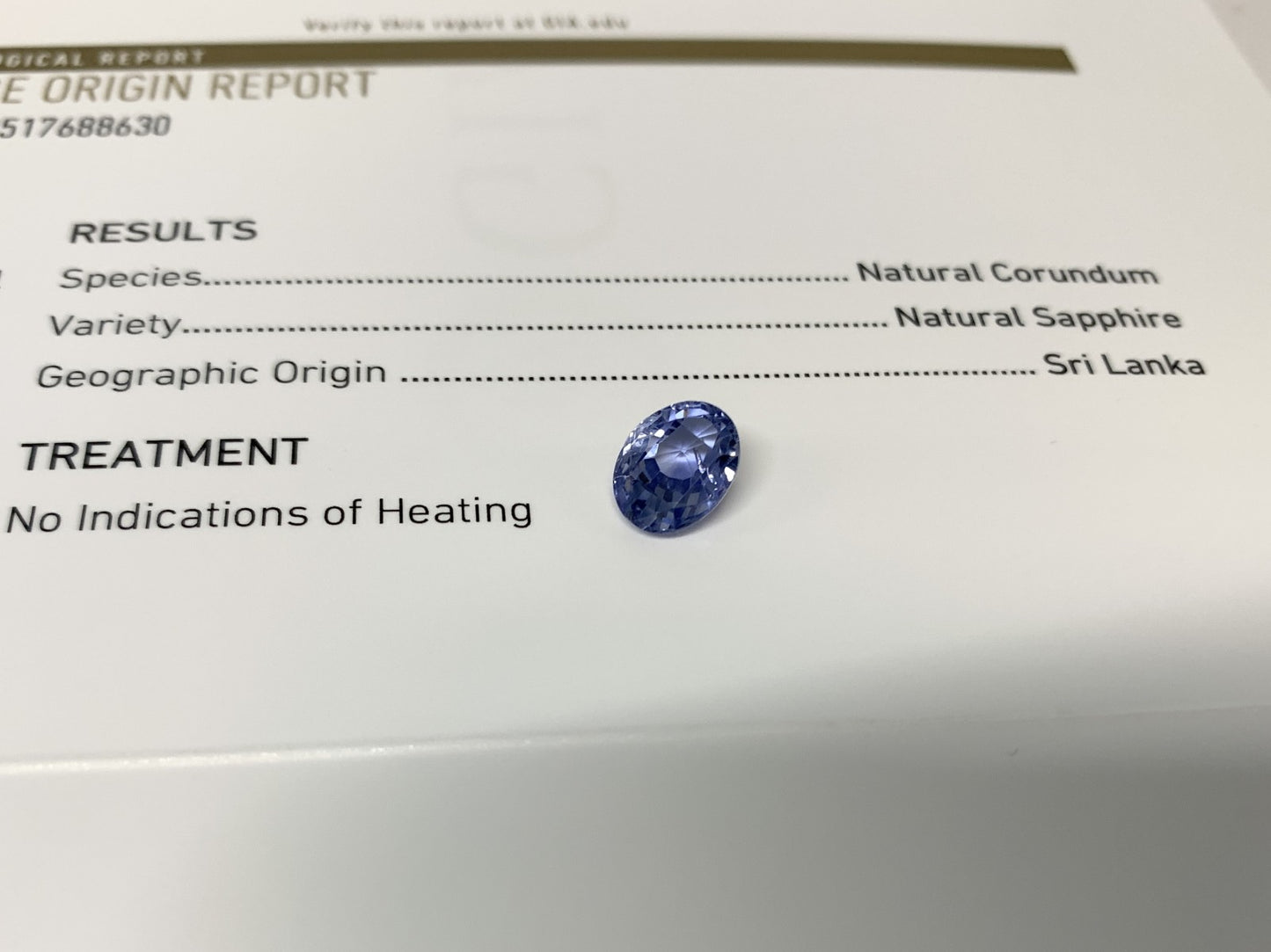 サファイア 4.04ct  GIA宝石鑑別書付き  No Heat Sri Lanka 9.41㎜×7.48㎜×6.19㎜   天然 ルース（ 裸石 ）   3872Y