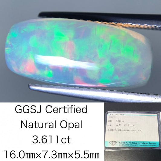 オパール 3.611ct 宝石ソーティング付き 16.0㎜×7.3㎜×5.5㎜ 天然 ルース（ 裸石 ） 4314Y