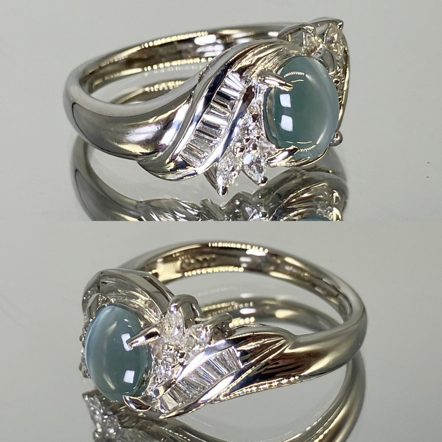 アレキサンドライトキャッツアイ  1.03ct  India GIA宝石鑑別書付き  6.79㎜×5.15㎜×3.30㎜  PT900  6.8g  リング  メレダイヤ  0.29ct  7448Y