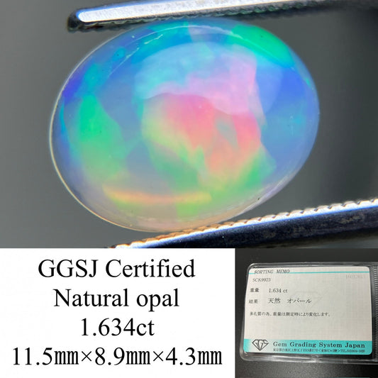 オパール 1.634ct 宝石ソーティング付き  11.5㎜×8.9㎜×4.3㎜  ルース（ 裸石 ） 3903YY