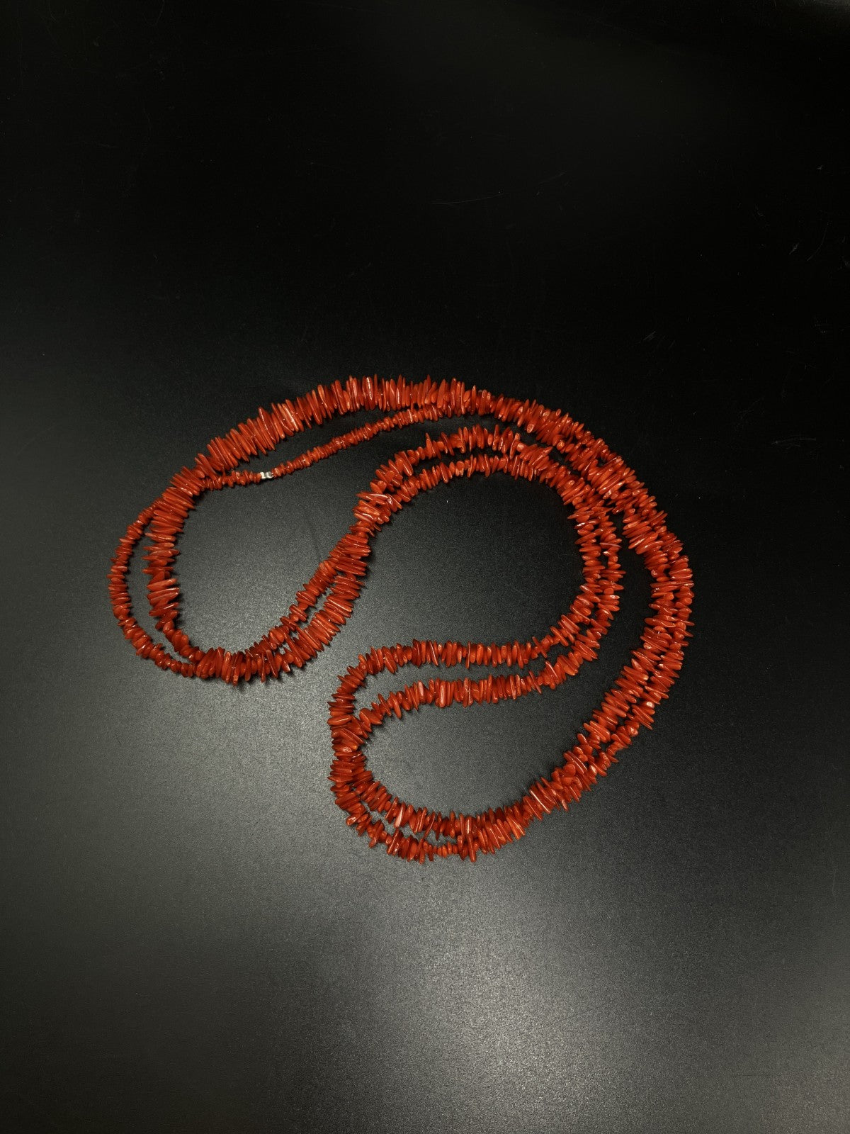 宝石鑑別書付き　天然珊瑚　ネックレス　191.95ct  全長約120cm 1762YY