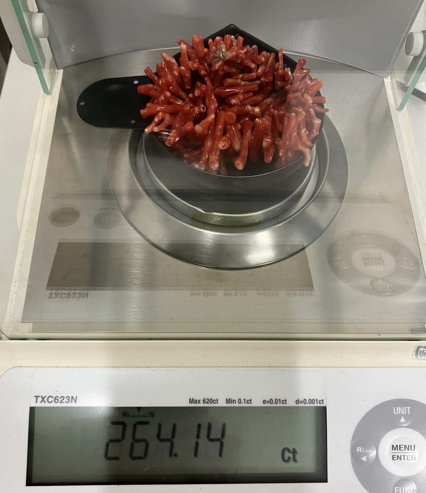 宝石鑑別書付き　天然珊瑚　ネックレス　264.14ct  全長約46cm 2180YY