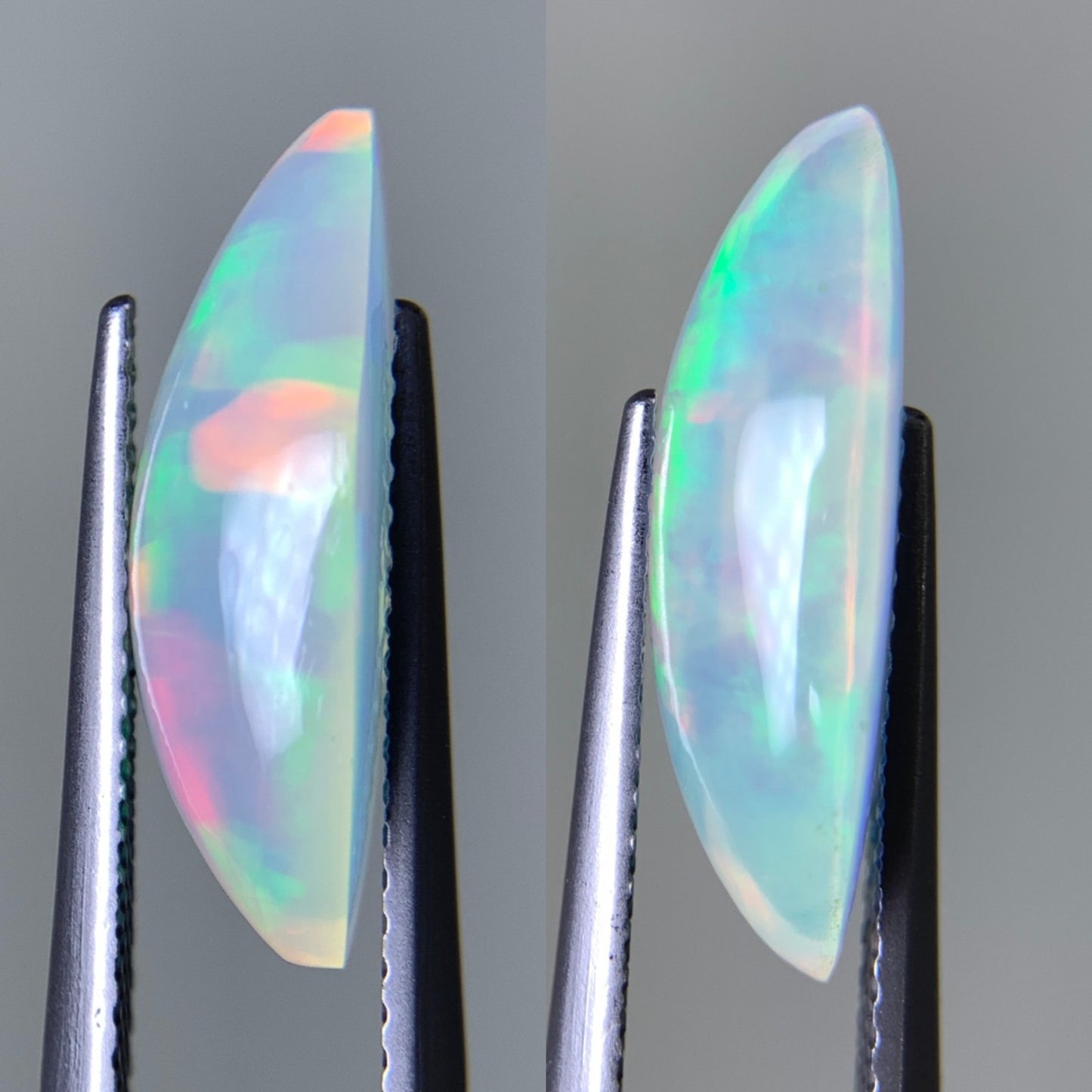 オパール(ペアセット) 2.577ct/2.930ct 宝石鑑別書付き  17.5㎜×7.3㎜×4.9㎜/17.4㎜×7.3㎜×5.2㎜ 天然 ルース（ 裸石 ） 4990Y