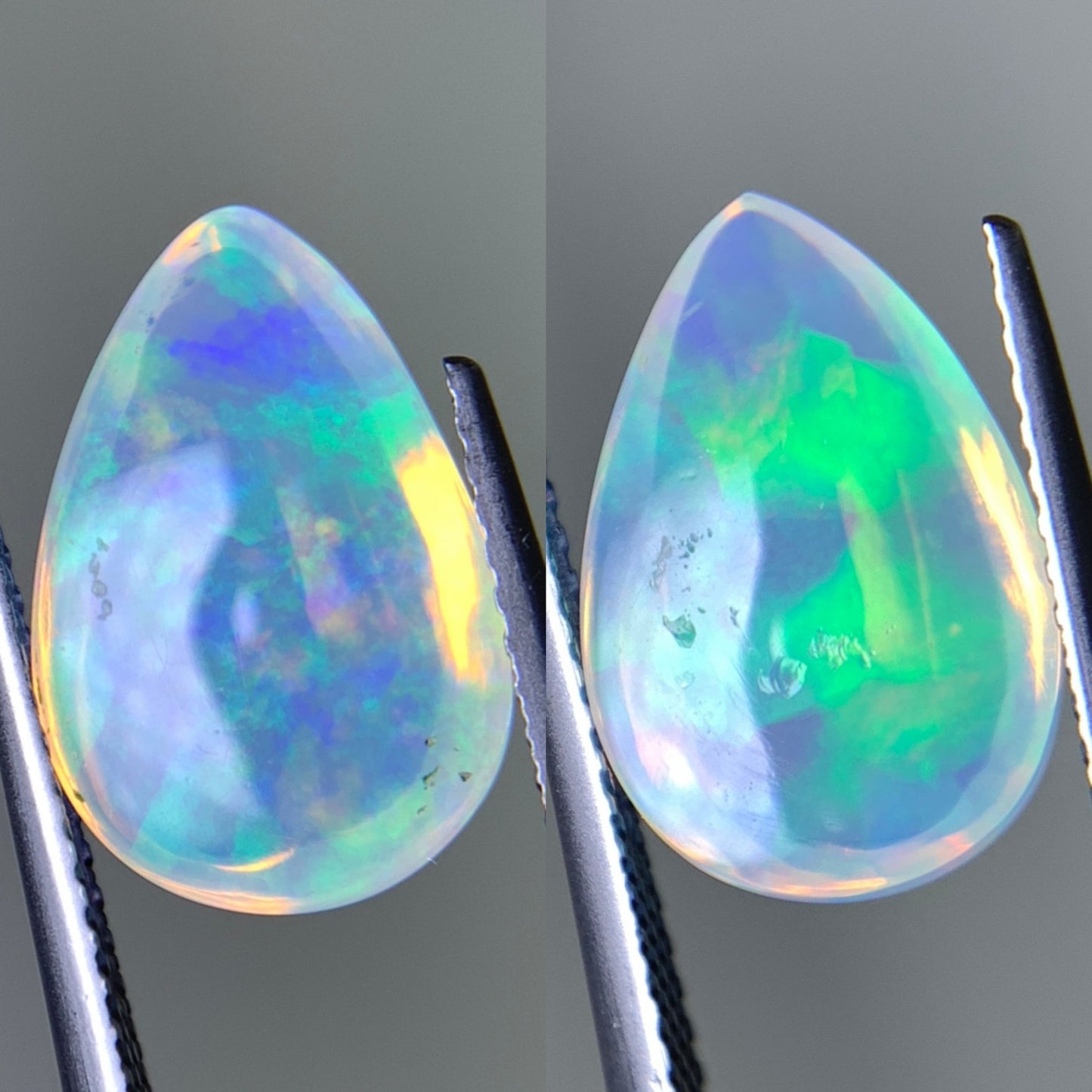 オパール(ペアセット) 2.968ct/3.236ct 宝石鑑別書付き  13.5㎜×9.0㎜×5.5㎜/13.5㎜×9.0㎜×5.8㎜ 天然 ルース（ 裸石 ） 4987Y