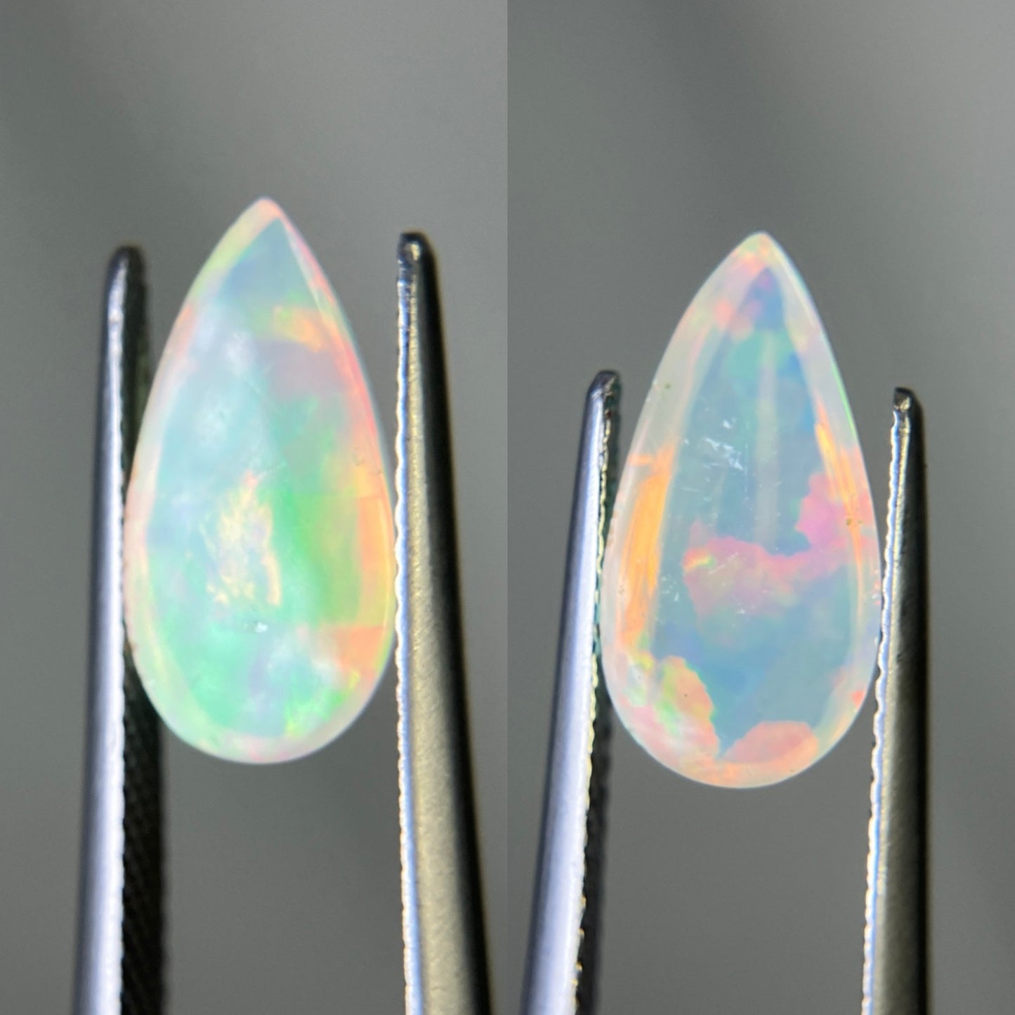 オパール （ペアセット） 1.627ct/2.199ct　宝石鑑別書付き　13.8㎜×6.9㎜×4.2㎜ /14.0㎜×7.0㎜×4.5㎜  ルース（ 裸石 ） 3506YY