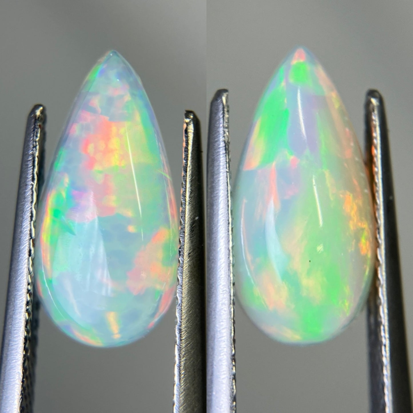 オパール （ペアセット） 1.627ct/2.199ct　宝石鑑別書付き　13.8㎜×6.9㎜×4.2㎜ /14.0㎜×7.0㎜×4.5㎜  ルース（ 裸石 ） 3506YY