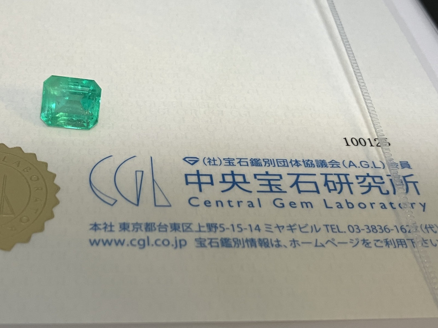 エメラルド 天然 4.080ct コロンビア 中央宝石鑑別書付き 9.83㎜×8.64㎜×6.72㎜ ルース（ 裸石 ） 6503YY