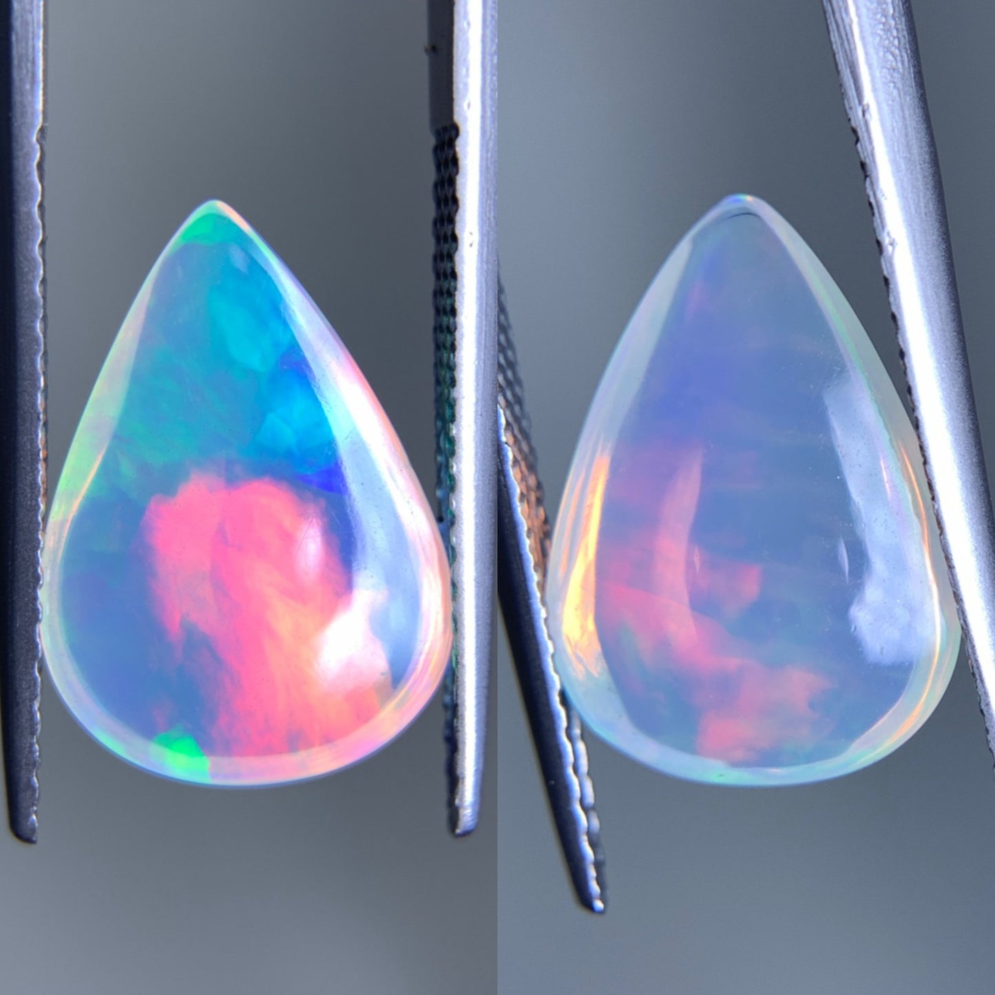 オパール(ペアセット) 2.621ct/2.661ct 宝石鑑別書付き  13.8㎜×9.7㎜×4.9㎜/14.0㎜×9.9㎜×4.4㎜ 天然 ルース（ 裸石 ） 4991Y