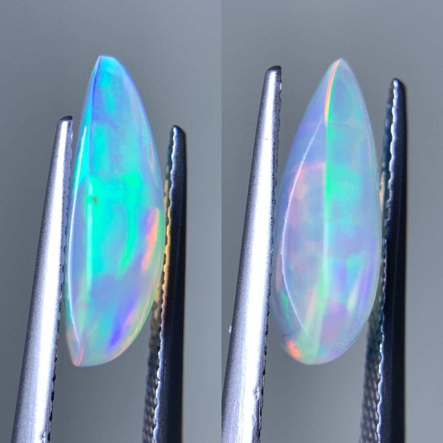 オパール(ペアセット) 2.621ct/2.661ct 宝石鑑別書付き  13.8㎜×9.7㎜×4.9㎜/14.0㎜×9.9㎜×4.4㎜ 天然 ルース（ 裸石 ） 4991Y