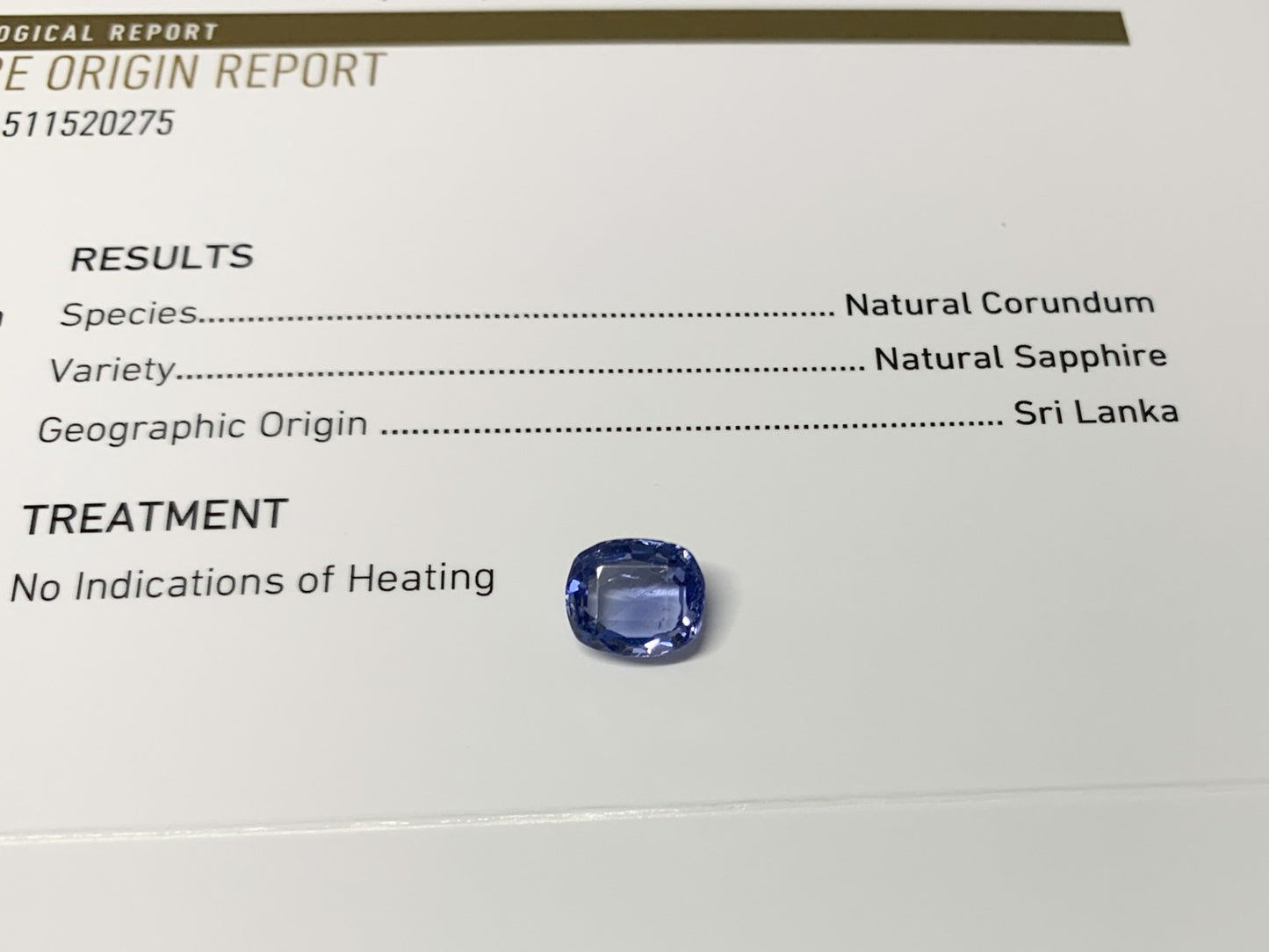 サファイア 3.94ct  GIA宝石鑑別書付き  No Heat Sri Lanka  9.65㎜×8.28㎜×4.66㎜  ルース（ 裸石 ）   4095Y