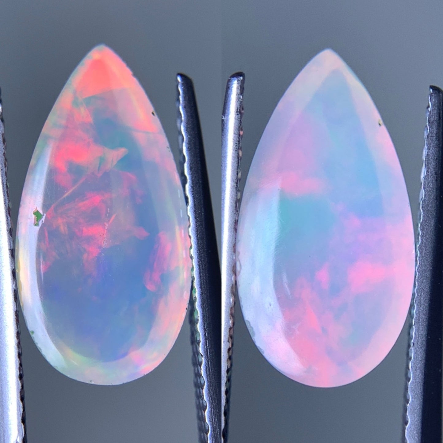 オパール(ペアセット) 2.330ct/2.490ct 宝石鑑別書付き  14.0㎜×6.9㎜×5.1㎜/14.0㎜×6.9㎜×5.5㎜ 天然 ルース（ 裸石 ） 4992Y