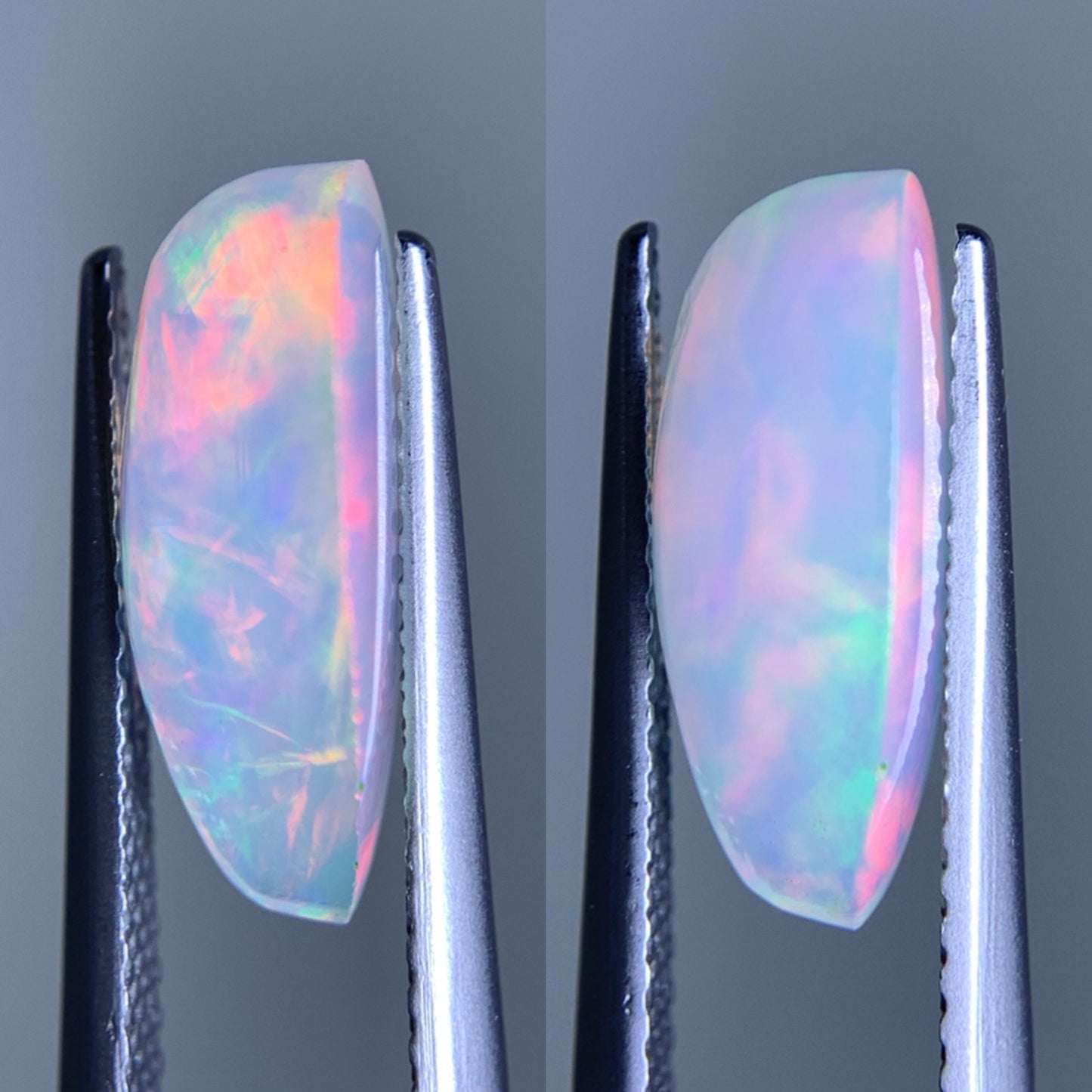 オパール(ペアセット) 2.330ct/2.490ct 宝石鑑別書付き  14.0㎜×6.9㎜×5.1㎜/14.0㎜×6.9㎜×5.5㎜ 天然 ルース（ 裸石 ） 4992Y