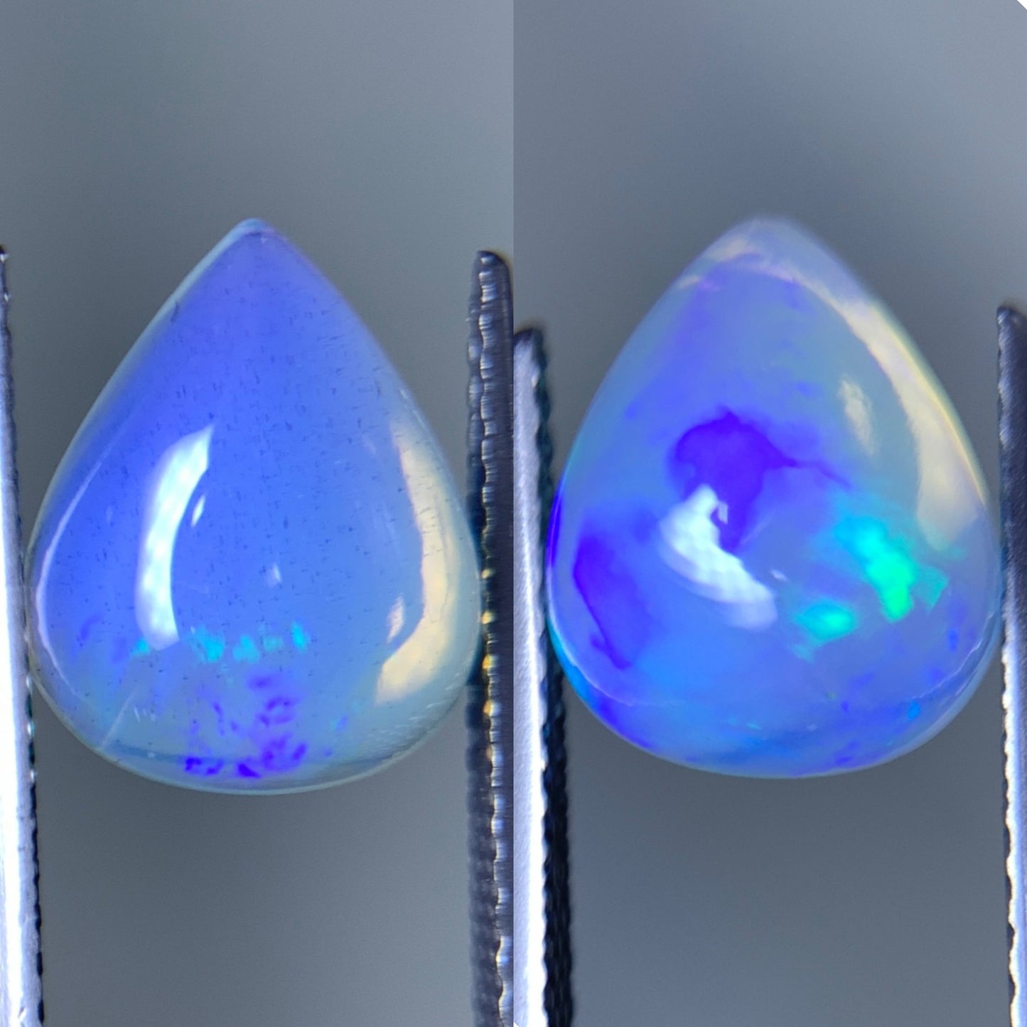 オパール(ペアセット) 2.404ct/2.675ct 宝石鑑別書付き 11.1㎜×9.0㎜×5.1㎜/10.6㎜×8.6㎜×6.2㎜ 天然 ルース（ 裸石 ） 4994Y