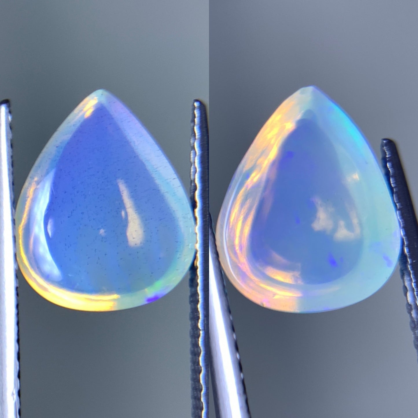 オパール(ペアセット) 2.404ct/2.675ct 宝石鑑別書付き 11.1㎜×9.0㎜×5.1㎜/10.6㎜×8.6㎜×6.2㎜ 天然 ルース（ 裸石 ） 4994Y
