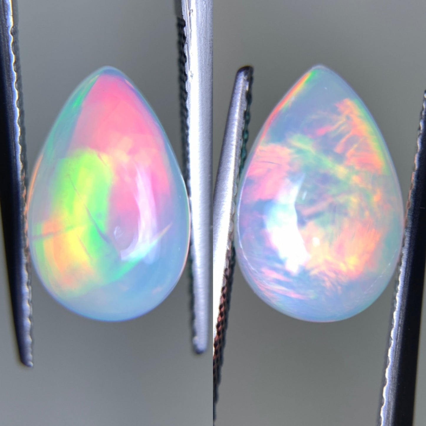 オパール(ペアセット) 2.287ct/2.881ct 宝石鑑別書付き  11.8㎜×7.9㎜×5.6㎜/11.8㎜×7.8㎜×6.1㎜ 天然 ルース（ 裸石 ） 4995Y