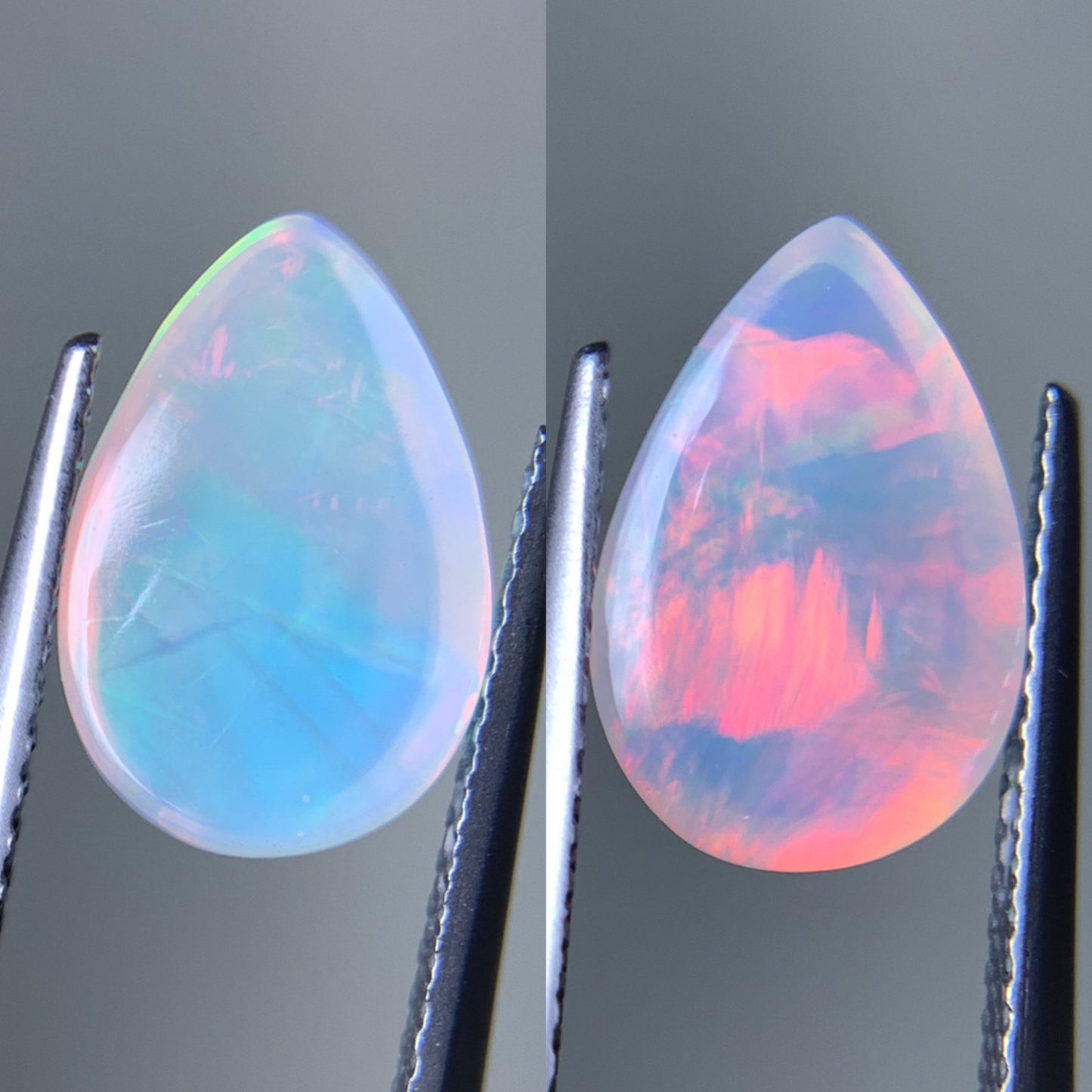 オパール(ペアセット) 2.287ct/2.881ct 宝石鑑別書付き  11.8㎜×7.9㎜×5.6㎜/11.8㎜×7.8㎜×6.1㎜ 天然 ルース（ 裸石 ） 4995Y