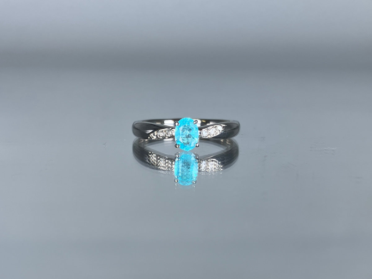 パライバトルマリン 0.36ct 中央宝石鑑別書 D0.06ct PT900 4.3g 指輪 （JP16号） サイズ直し無料 9560K