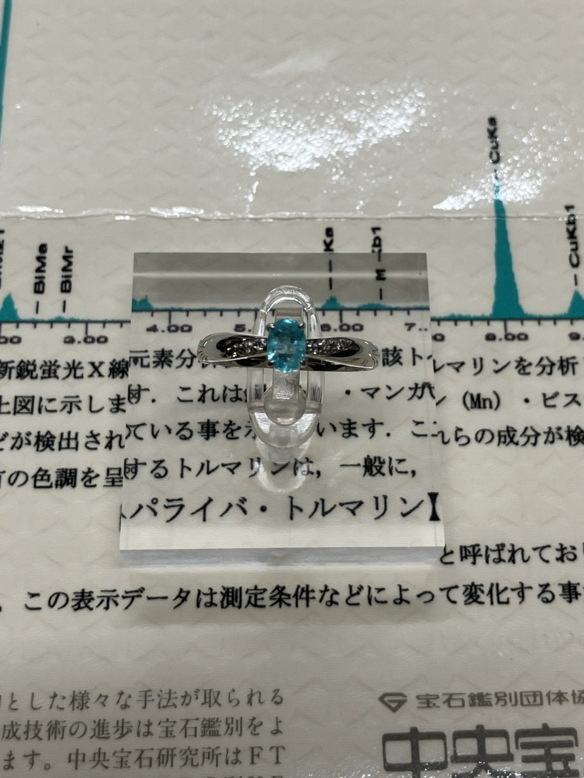 パライバトルマリン 0.36ct 中央宝石鑑別書 D0.06ct PT900 4.3g 指輪 （JP16号） サイズ直し無料 9560K