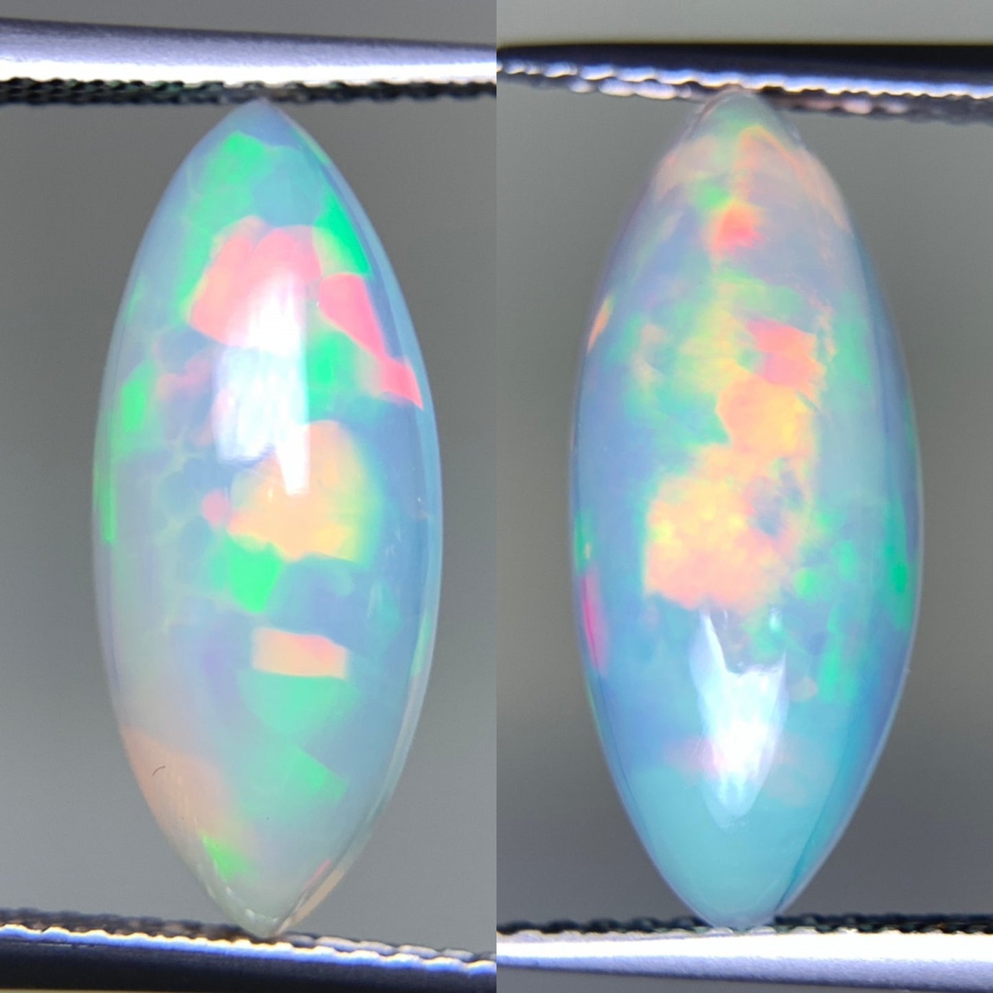 オパール(ペアセット) 2.577ct/2.930ct 宝石鑑別書付き  17.5㎜×7.3㎜×4.9㎜/17.4㎜×7.3㎜×5.2㎜ 天然 ルース（ 裸石 ） 4990Y