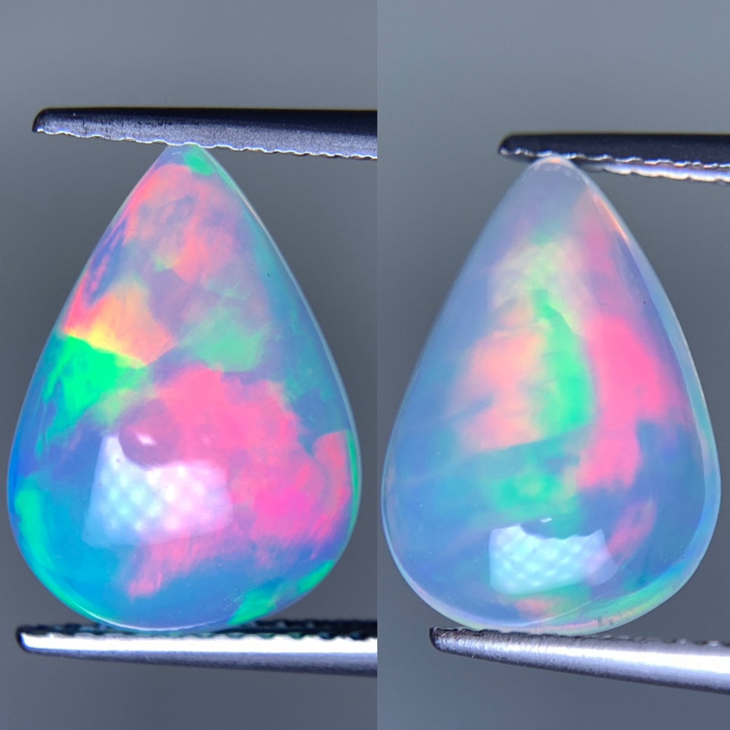 オパール(ペアセット) 2.621ct/2.661ct 宝石鑑別書付き  13.8㎜×9.7㎜×4.9㎜/14.0㎜×9.9㎜×4.4㎜ 天然 ルース（ 裸石 ） 4991Y
