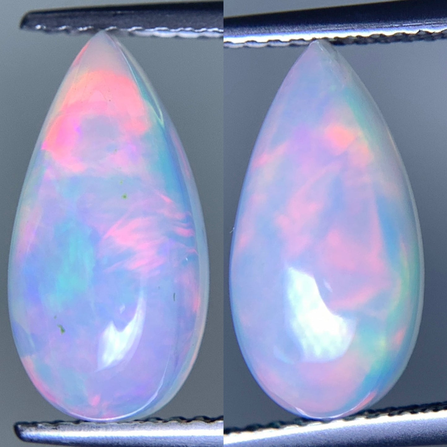 オパール(ペアセット) 2.330ct/2.490ct 宝石鑑別書付き  14.0㎜×6.9㎜×5.1㎜/14.0㎜×6.9㎜×5.5㎜ 天然 ルース（ 裸石 ） 4992Y