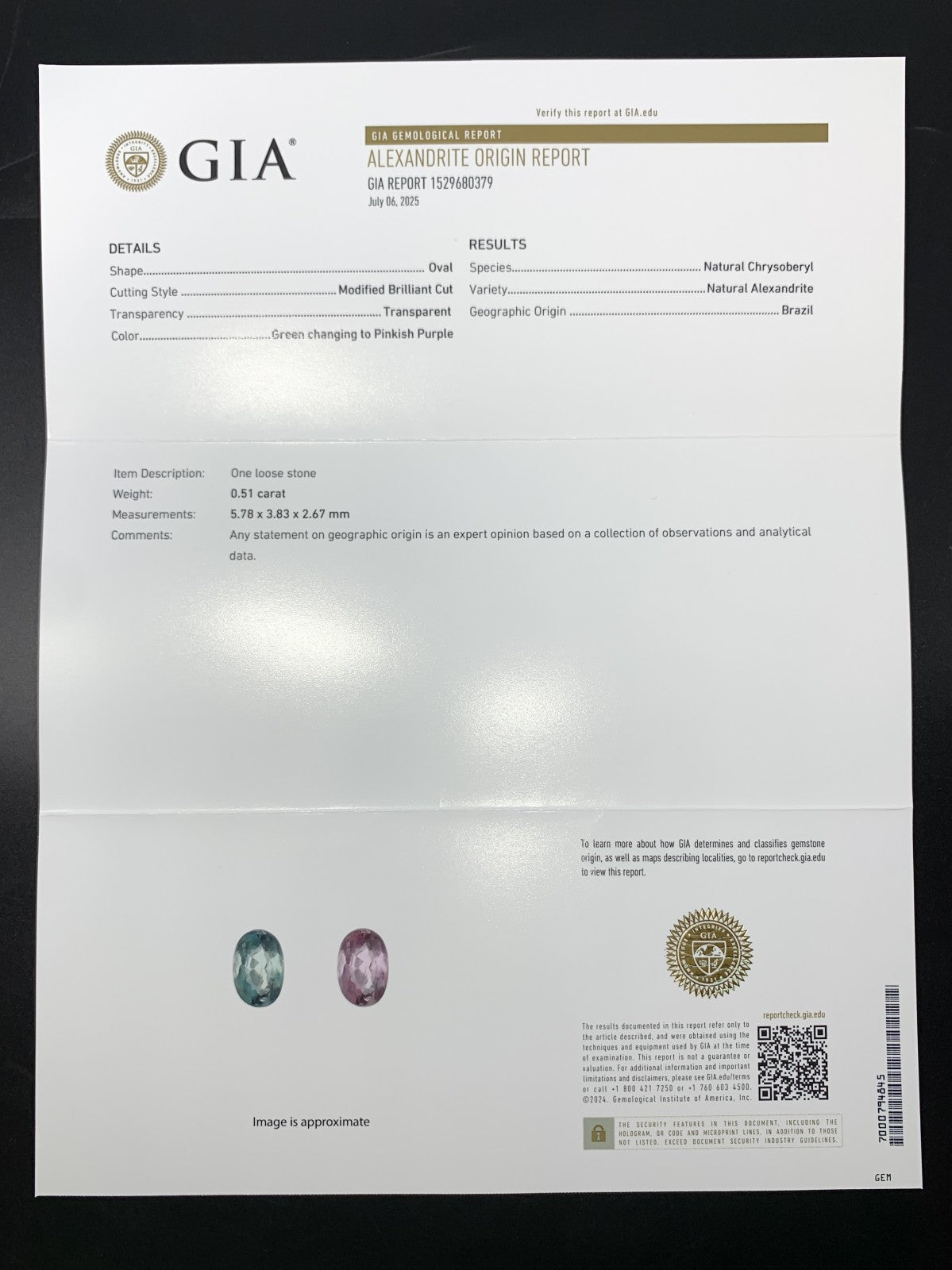 アレキサンドライト 0.51ct ブラジル産 Brazil GIA鑑別書 D0.31ct PT900 4.24g 指輪 (JP13号) サイズ直し承ります。 3765Y