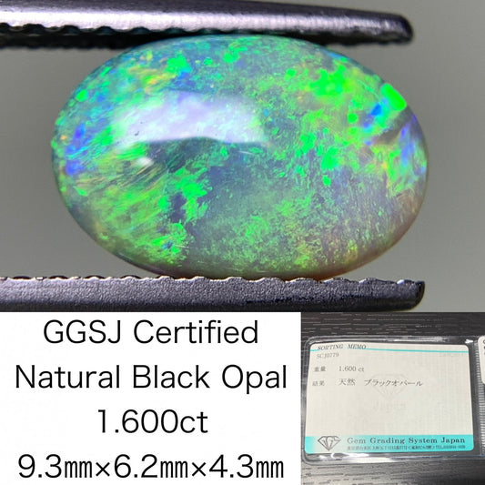 ブラックオパール 1.600ct 宝石ソーティング付き  9.3㎜×6.2㎜×4.3㎜  ルース（ 裸石 ） 2526Y