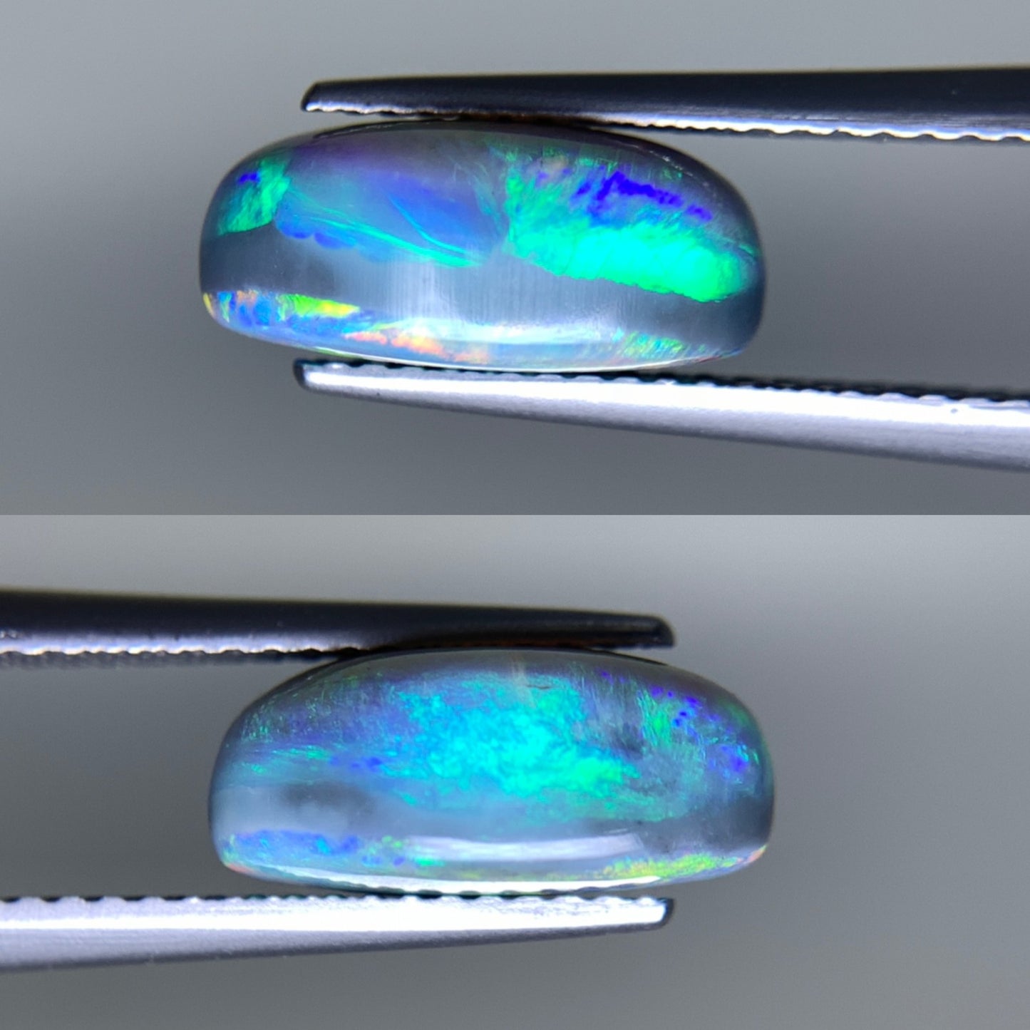 ブラックオパール（両面遊色） 天然 3.603ct 中央宝石ソーティング付き 12.5㎜×7.8㎜×5.4㎜ ルース（ 裸石 ） 5801Y