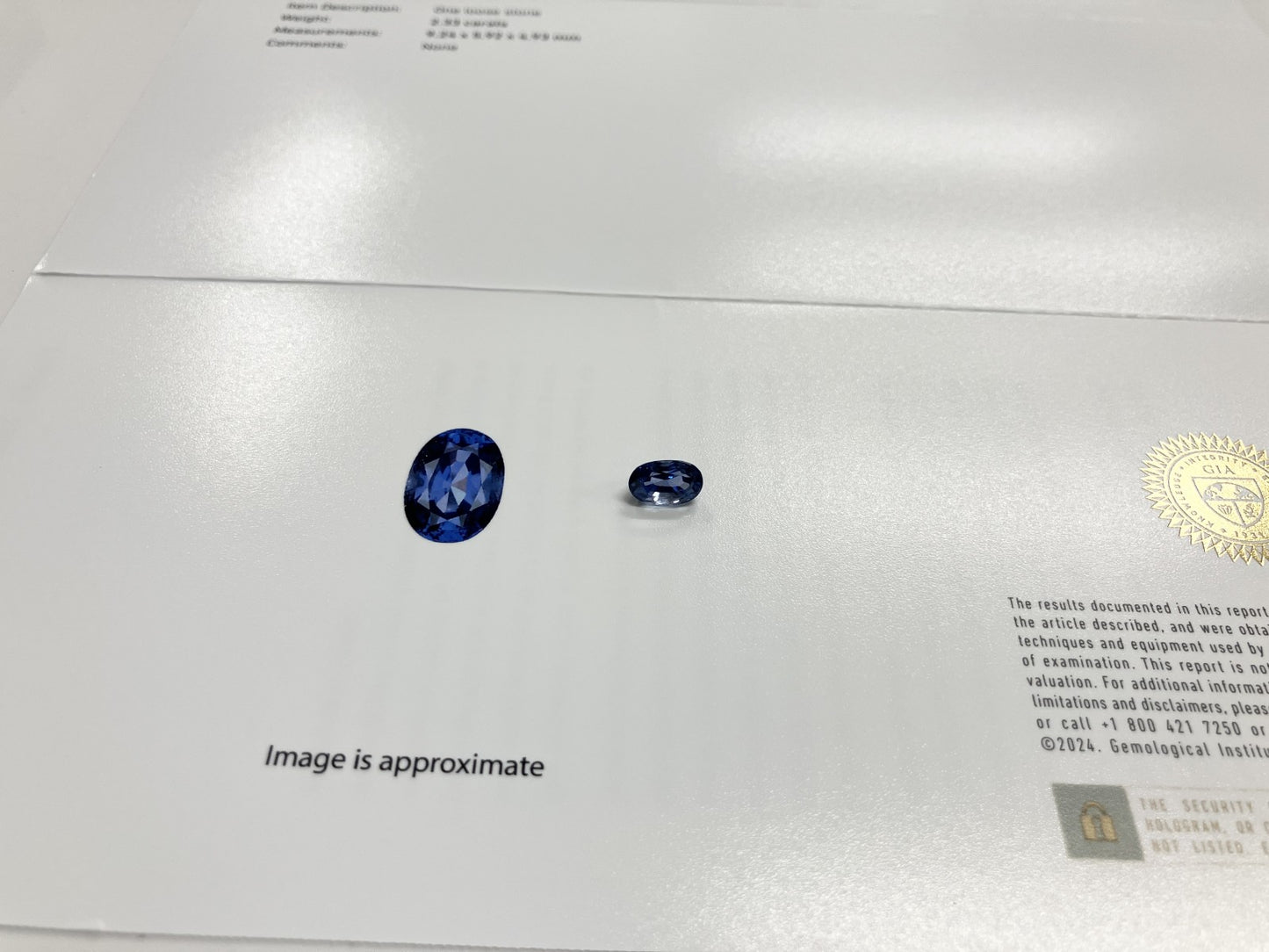 天然サファイア 非加熱 2.33ct GIA鑑別書付き  9.24㎜×5.92㎜×4.93㎜ ルース（ 裸石 ） 2868S