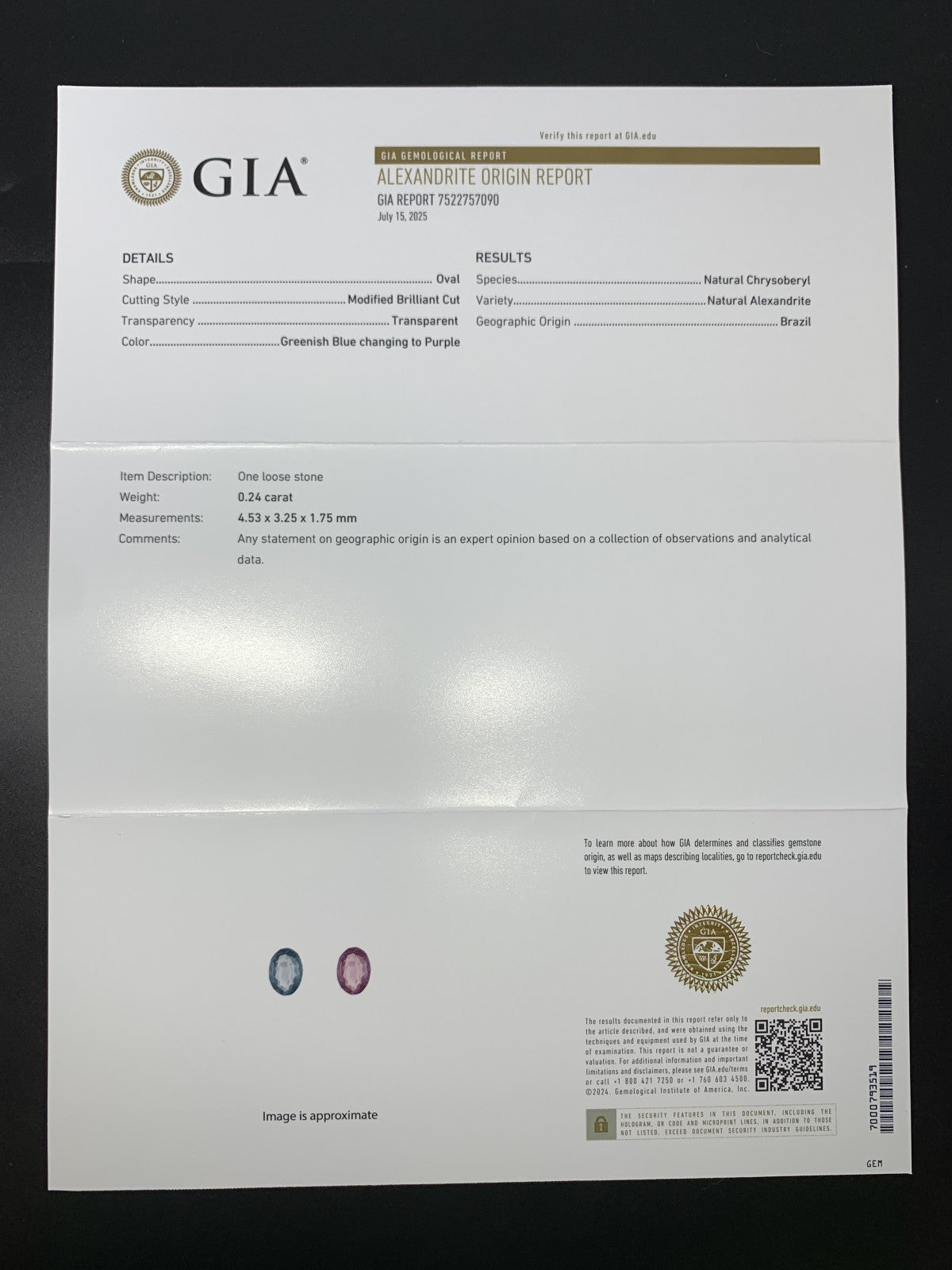 アレキサンドライト 0.24ct ブラジル産 Brazil GIA鑑別書 D0.45ct PT900 2.87g 指輪 (JP10号) サイズ直し承ります。 5750Y