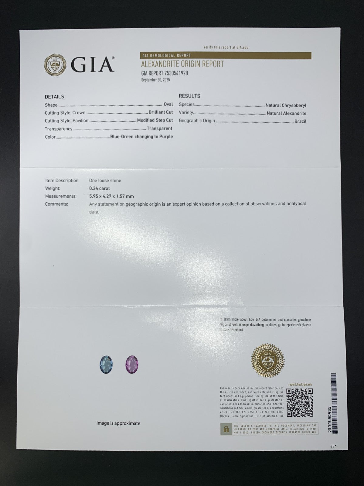 アレキサンドライト 0.34ct ブラジル産 Brazil GIA鑑別書 D0.31ct PT900 4.01g 指輪 (JP12号) サイズ直し承ります。 6937Y