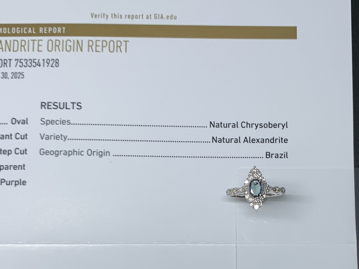 アレキサンドライト 0.34ct ブラジル産 Brazil GIA鑑別書 D0.31ct PT900 4.01g 指輪 (JP12号) サイズ直し承ります。 6937Y