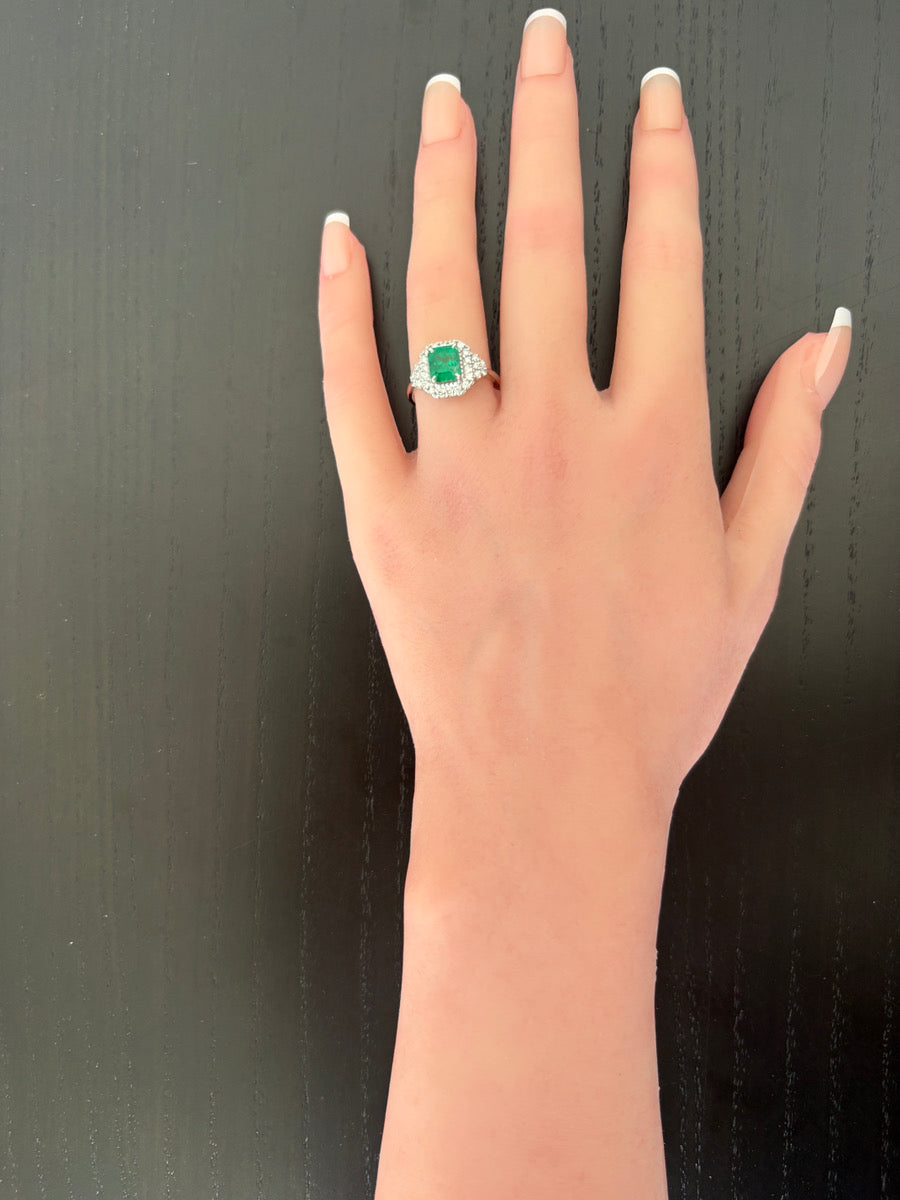 エメラルド 1.53ct Colombia intense to vivid green GRS鑑別書 D0.47ct PT900 6.0g 指輪 （JP12号） サイズ直し無料 7750K