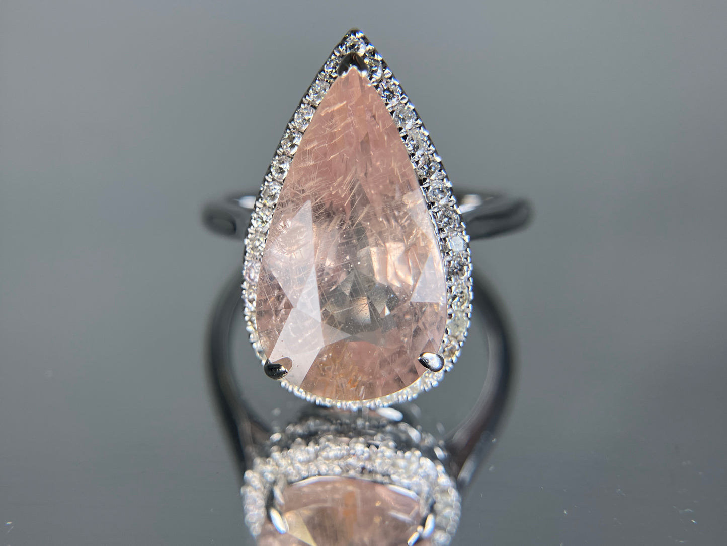 パパラチャサファイア 非加熱 Ps7.42ct GRS鑑別書付き  リング（指輪） サイズ直し無料 D0.252ct  K18  4.8g S4356K
