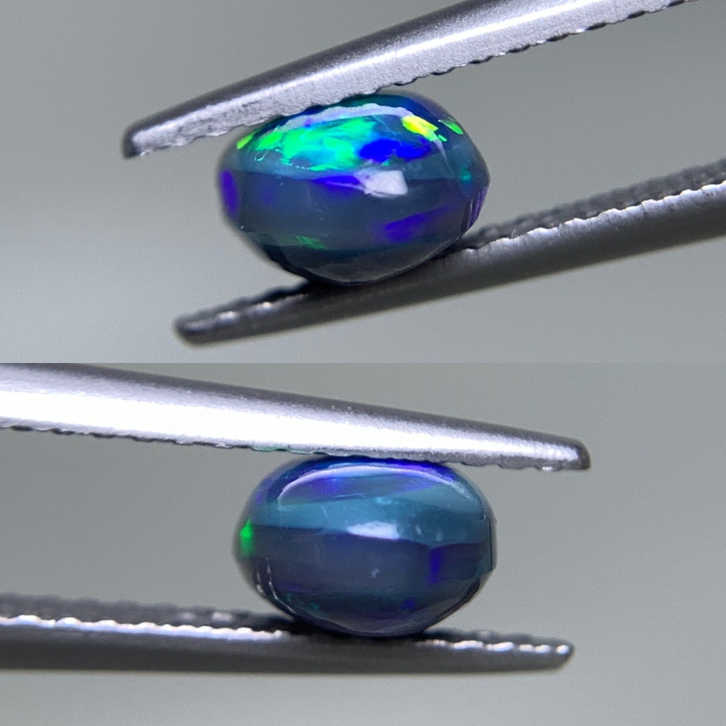 ブラックオパール （両面遊色） 天然 1.190ct 中央宝石ソーティング付き 8.5㎜×5.8㎜×3.9㎜ ルース（ 裸石 ） 8060Y