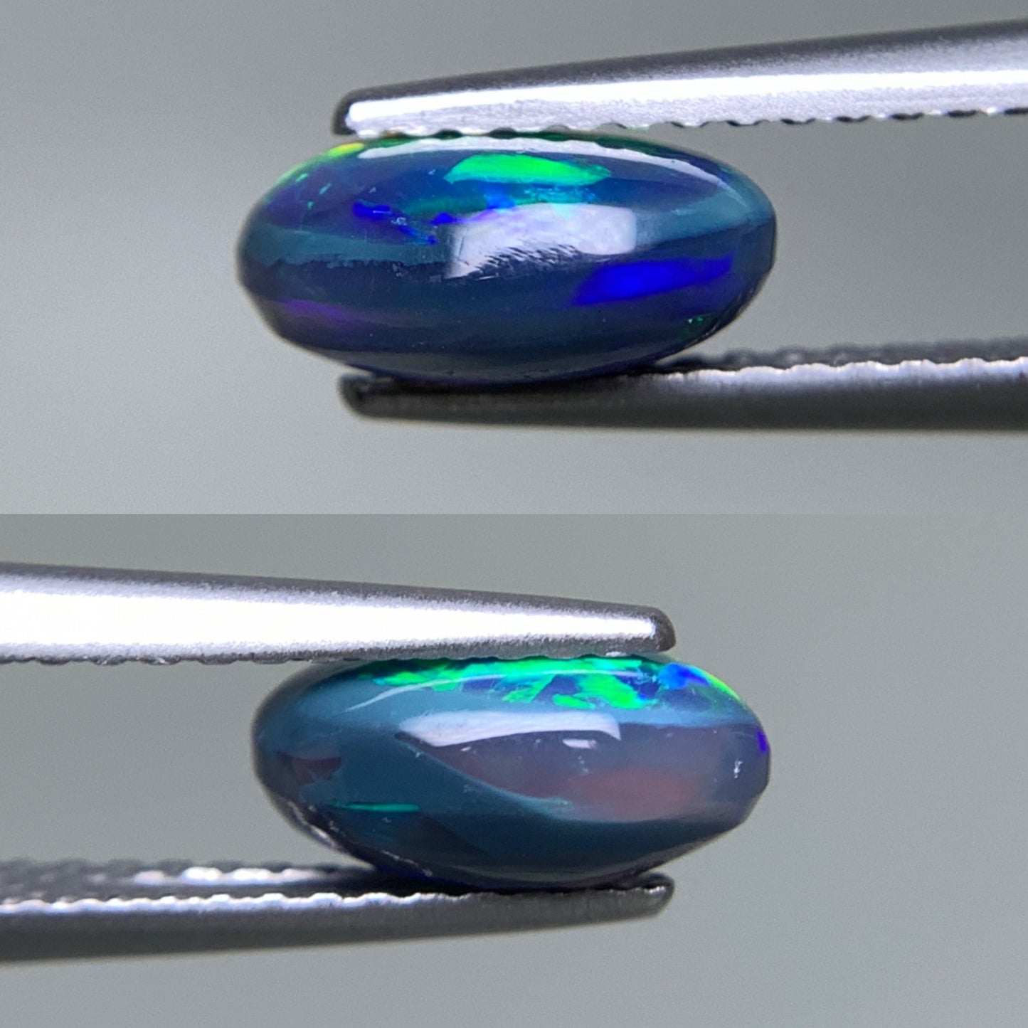 ブラックオパール （両面遊色） 天然 1.190ct 中央宝石ソーティング付き 8.5㎜×5.8㎜×3.9㎜ ルース（ 裸石 ） 8060Y