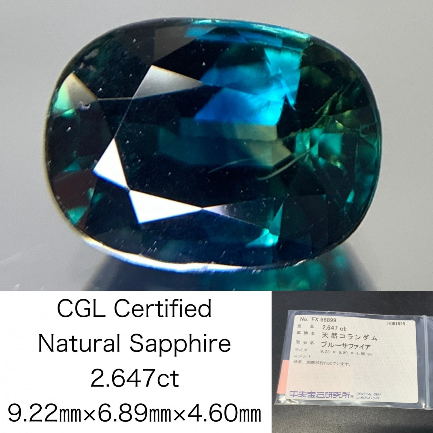 サファイア 天然  2.647ct  中央宝石ソーティング付き  9.22㎜×6.89㎜×4.60㎜  ルース（ 裸石 ） 5356Y
