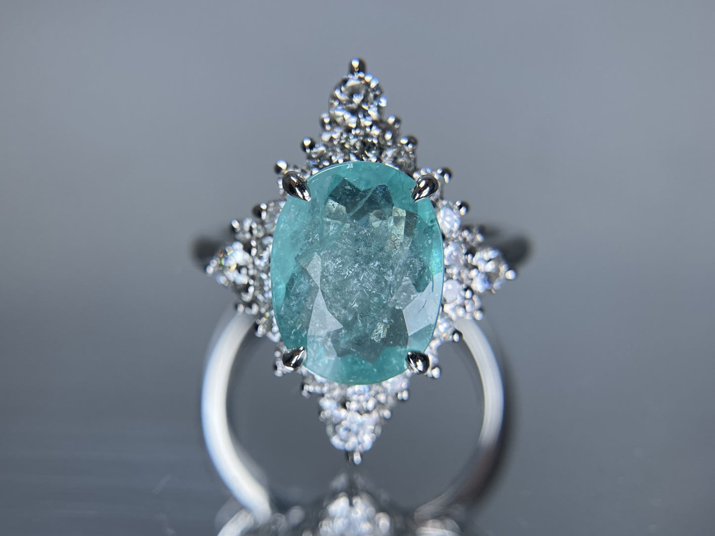 パライバトルマリン 2.512ct 中央宝石研究所鑑別書 （CGL） D0.31ct PT900 8.2g 指輪 （JP13号） サイズ直し承ります。 2268S