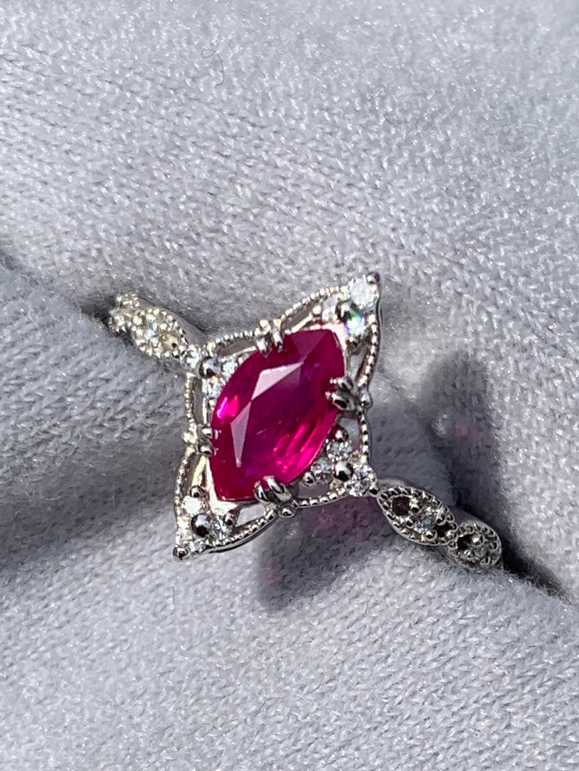 ルビー 1.03ct ミャンマー産 Myanmar　Pigeon blood AIGS鑑別書 D0.31ct PT900 4.1g 指輪 （JP11号） サイズ直し無料 7351S