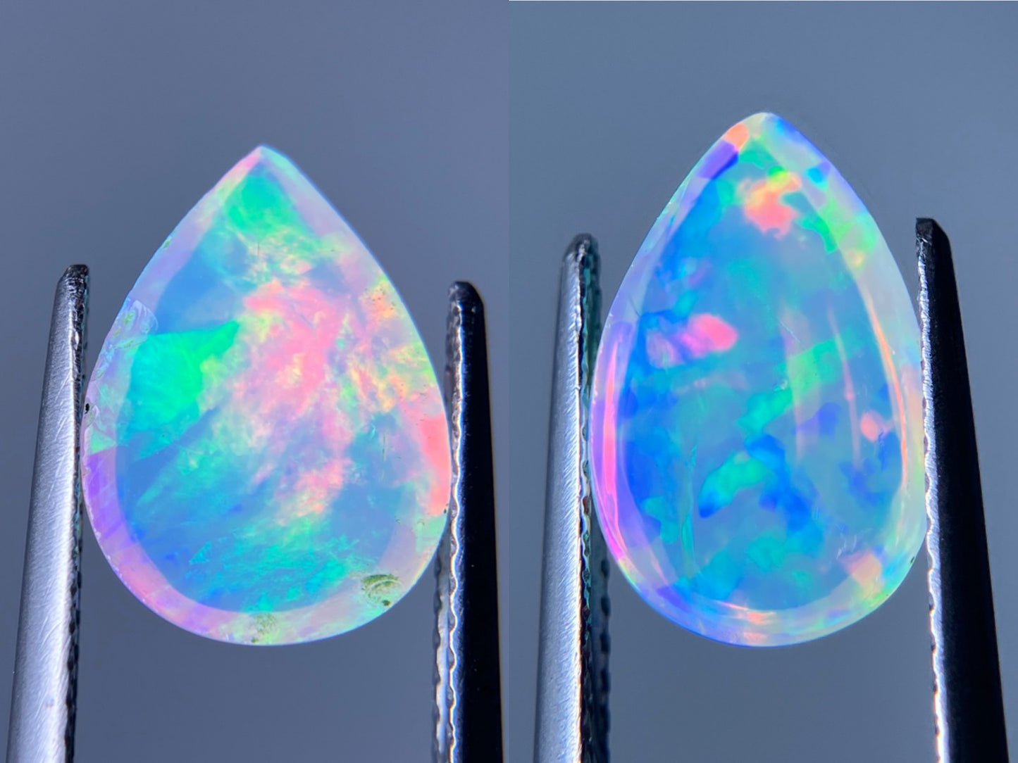 オパール （ペアセット） 1.987ct / 2.496ct 宝石ソーティング付き 12.0㎜×8.7㎜×4.6㎜ / 12.1㎜×7.9㎜×5.0㎜ ルース（ 裸石 ） 3331S
