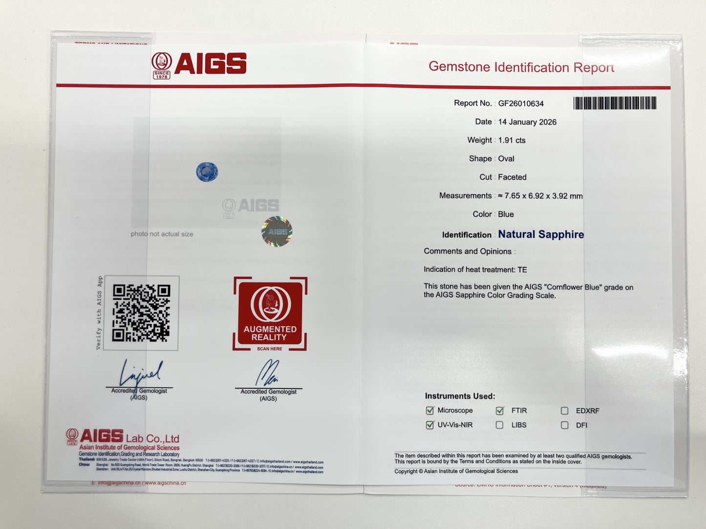 サファイア 1.04ct　コンフラワーブルー　 Cornflower blue AIGS鑑別書 D0.68ct PT900 4.5g 指輪 （JP11号） サイズ直し無料 6769S